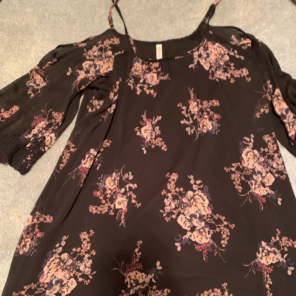 XHILARATION black with flower dress